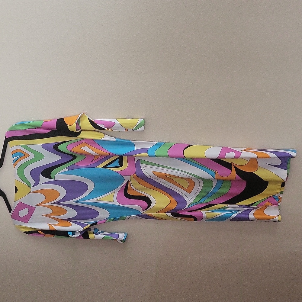 MARY + L COUTURE Y2k Silk Dress 1960's Signature Print " knee length